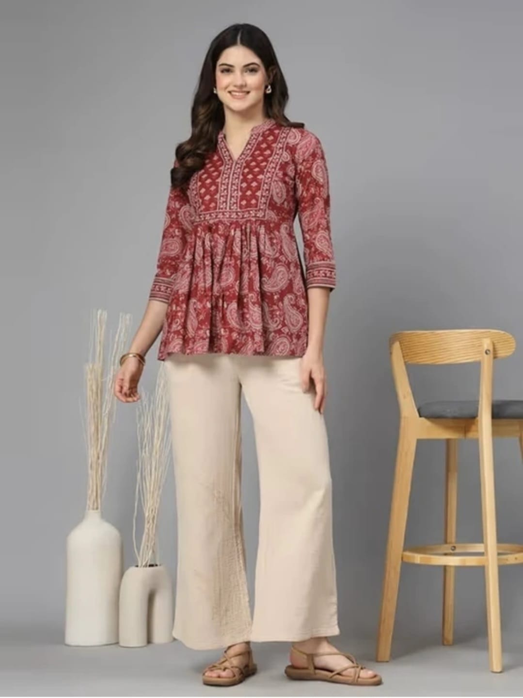 Jaipuri Red Printed Top