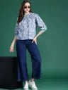 Women’s Blue Floral Printed Casual Top