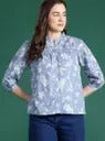Women’s Blue Floral Printed Casual Top