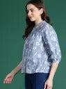 Women’s Blue Floral Printed Casual Top