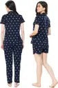 Women’s Navy Heart Print Pajama Set – Short Sleeve Notch Collar Top with Pants & Shorts Options – Soft Cotton Sleepwear Loungewear